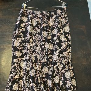 Talbots Black skirt with light pink/white flowers